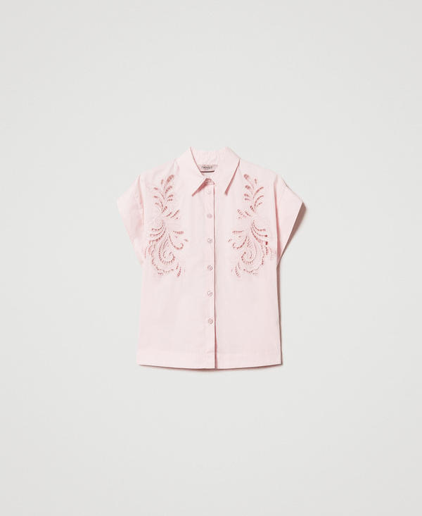 Poplin shirt with embroidery