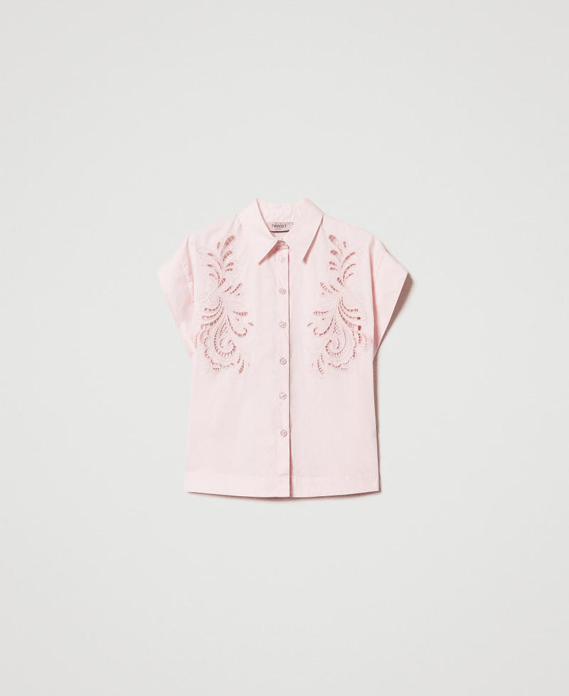 Camicia in popeline con ricamo Rosa Cupcake Donna 251TP2171_00178_0S