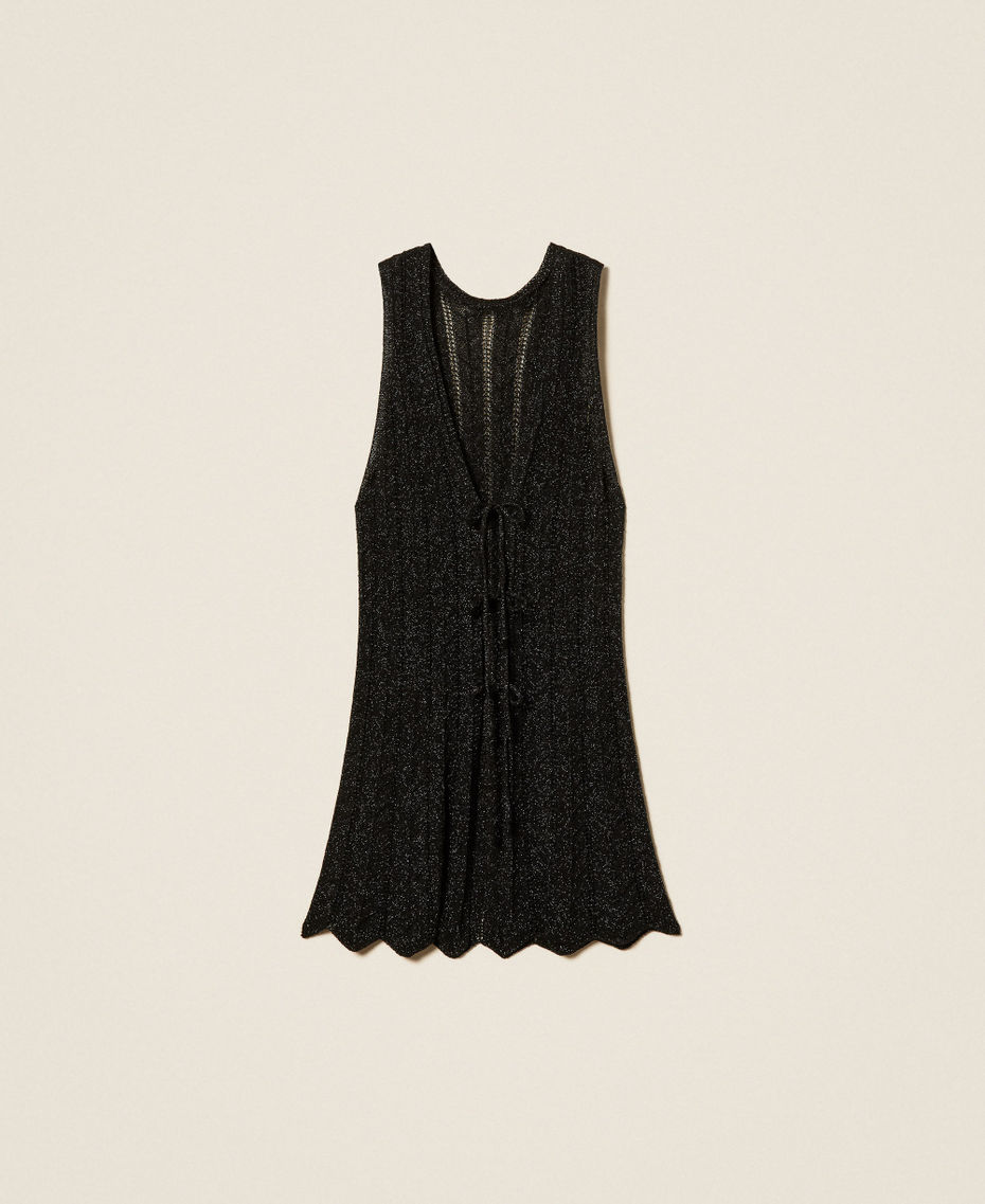 Multi function knit vest Black Lurex Woman 261TT3321_11646_S0