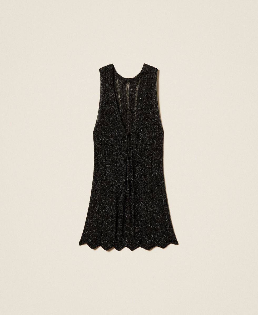 2-in-1-Strickweste Lurex Schwarz Frau 261TT3321_11646_S0