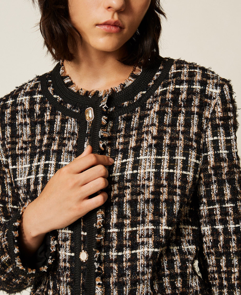 Blouson Myfo en tissu boucl&eacute; avec boutons bijoux