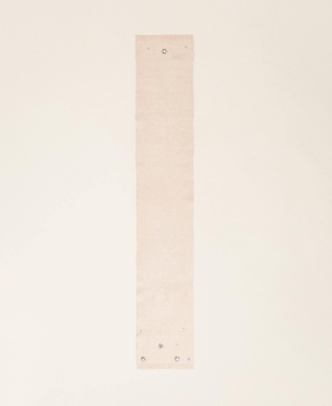 Écharpe en alpaga mélangé avec strass et perles Beige « Crystal Sand » Femme 252AA4021_12610_05