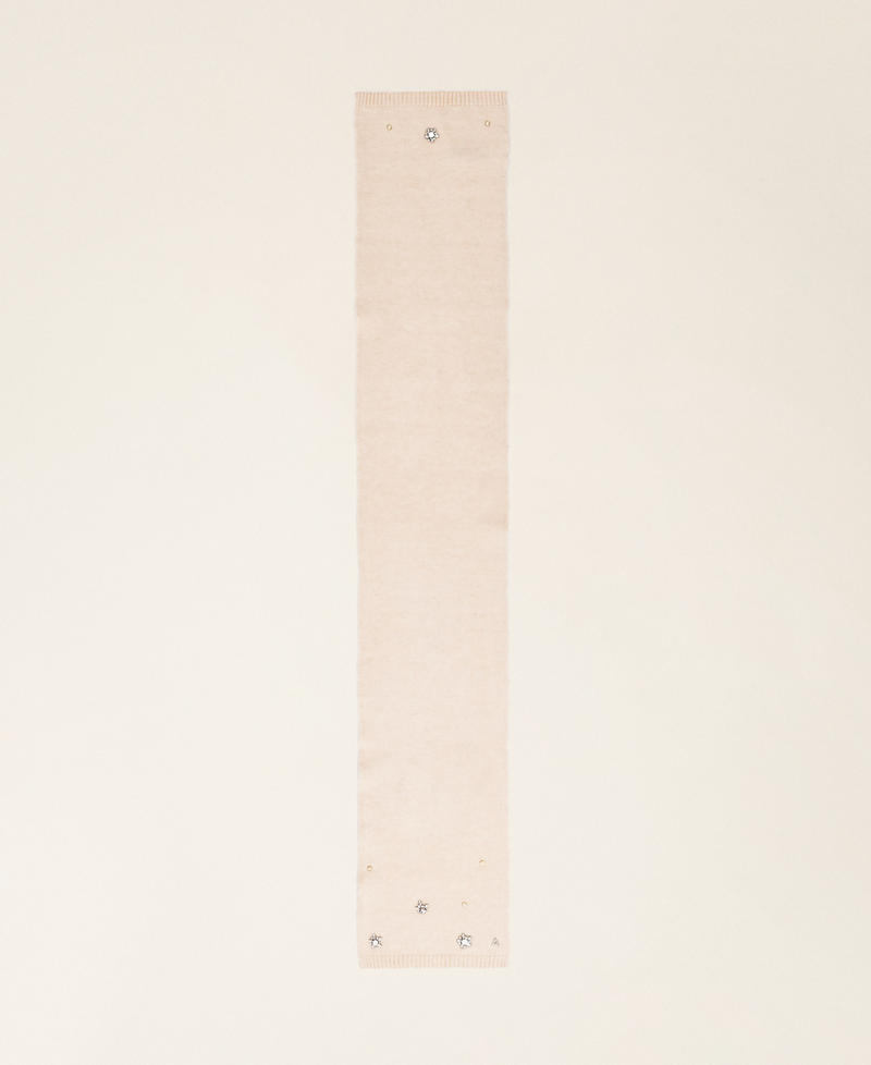 Écharpe en alpaga mélangé avec strass et perles Beige « Crystal Sand » Femme 252AA4021_12610_05