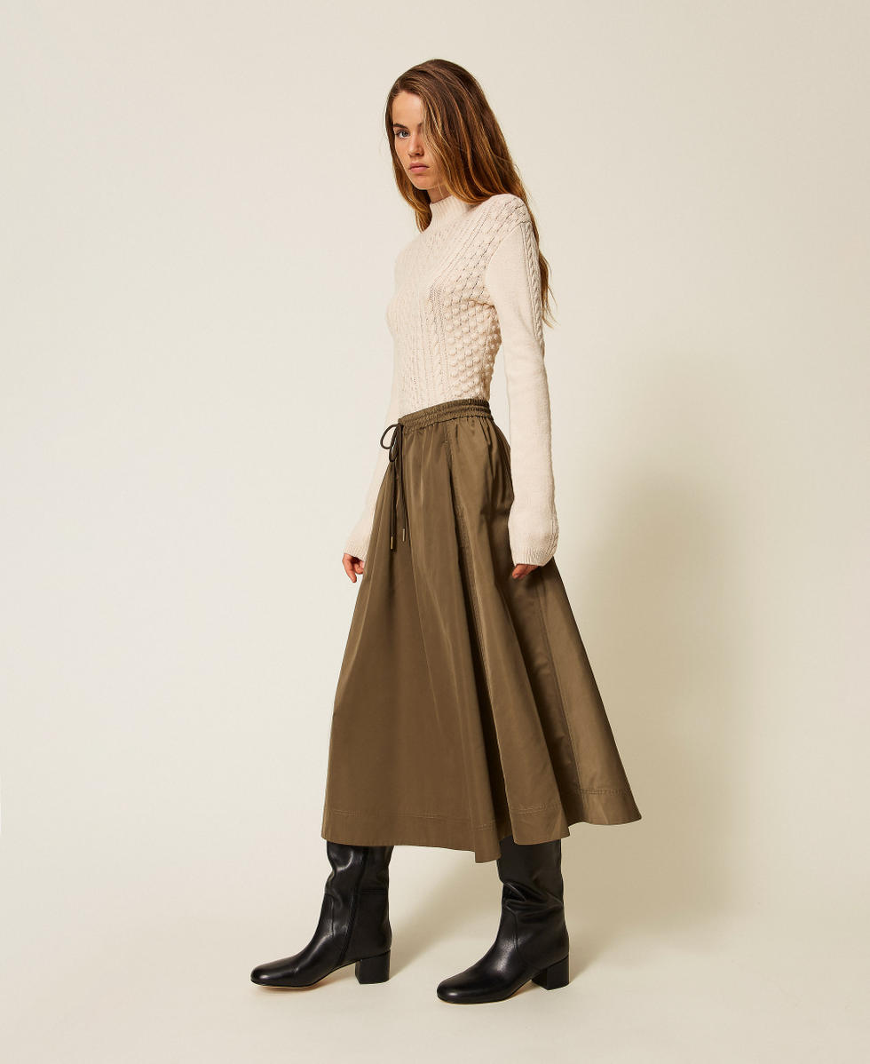 Midi taffeta skirt