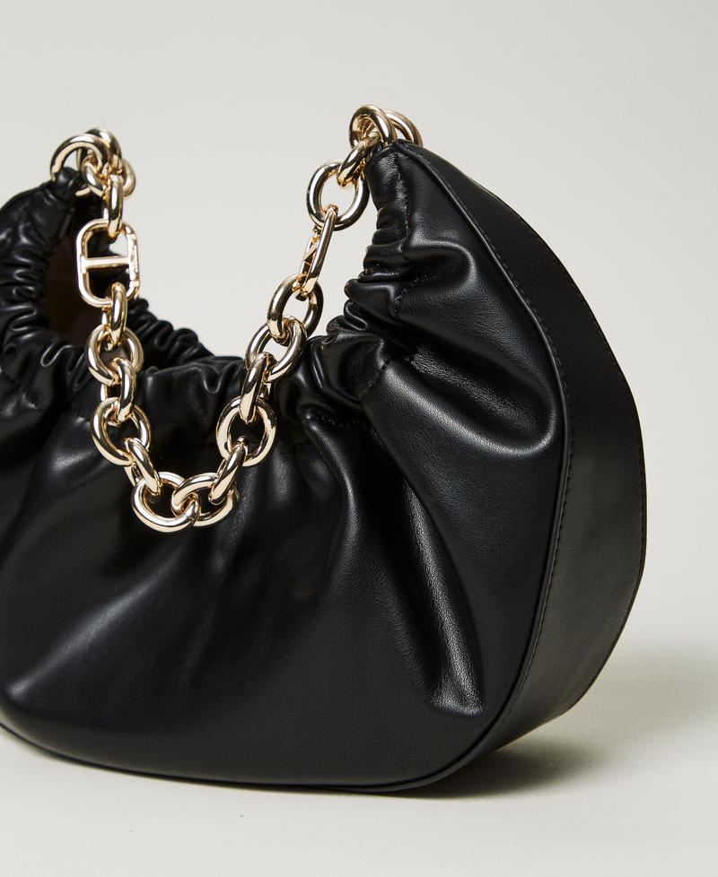 Hobo-Bag „Croissant“ mit Raffung Schwarz Frau 251TD8030_00006_02
