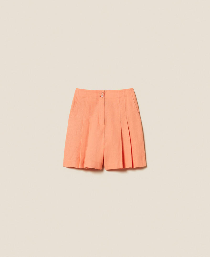 Linen blend shorts with pleats Peach Amber Woman 261TF2026_13417_S0