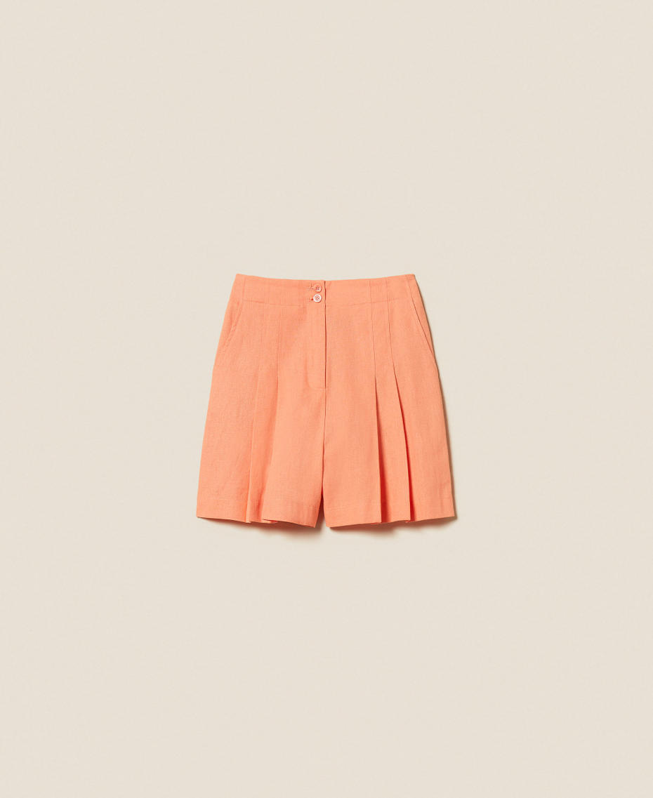 Linen blend shorts with pleats Peach Amber Woman 261TF2026_13417_S0