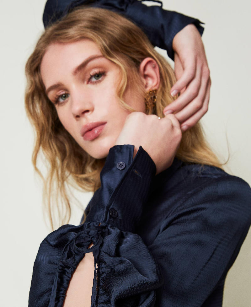 Hammered satin shirt with cut-out Indigo Woman 242TP2477_00384_08