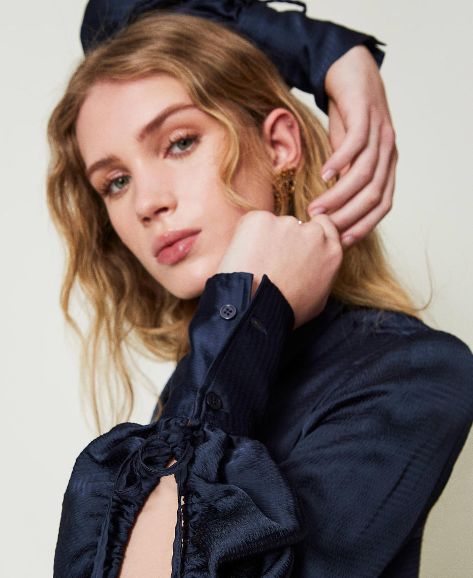 Hammered satin shirt with cut-out Indigo Woman 242TP2477_00384_08