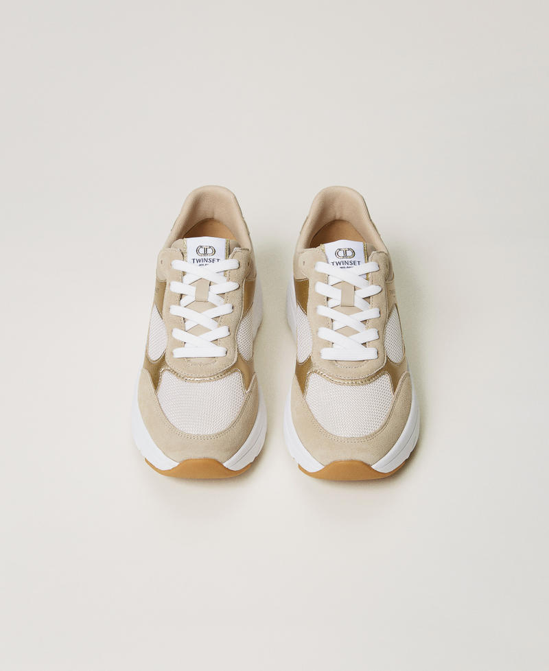 Sneaker im Laufschuhstil aus Leder Gelbgold Frau 251TCP02E_10366_04
