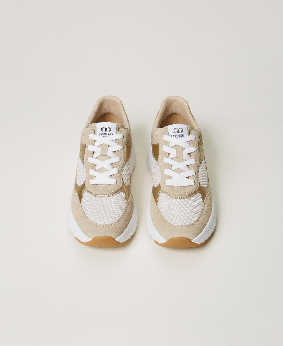 Sneaker im Laufschuhstil aus Leder Gelbgold Frau 251TCP02E_10366_04