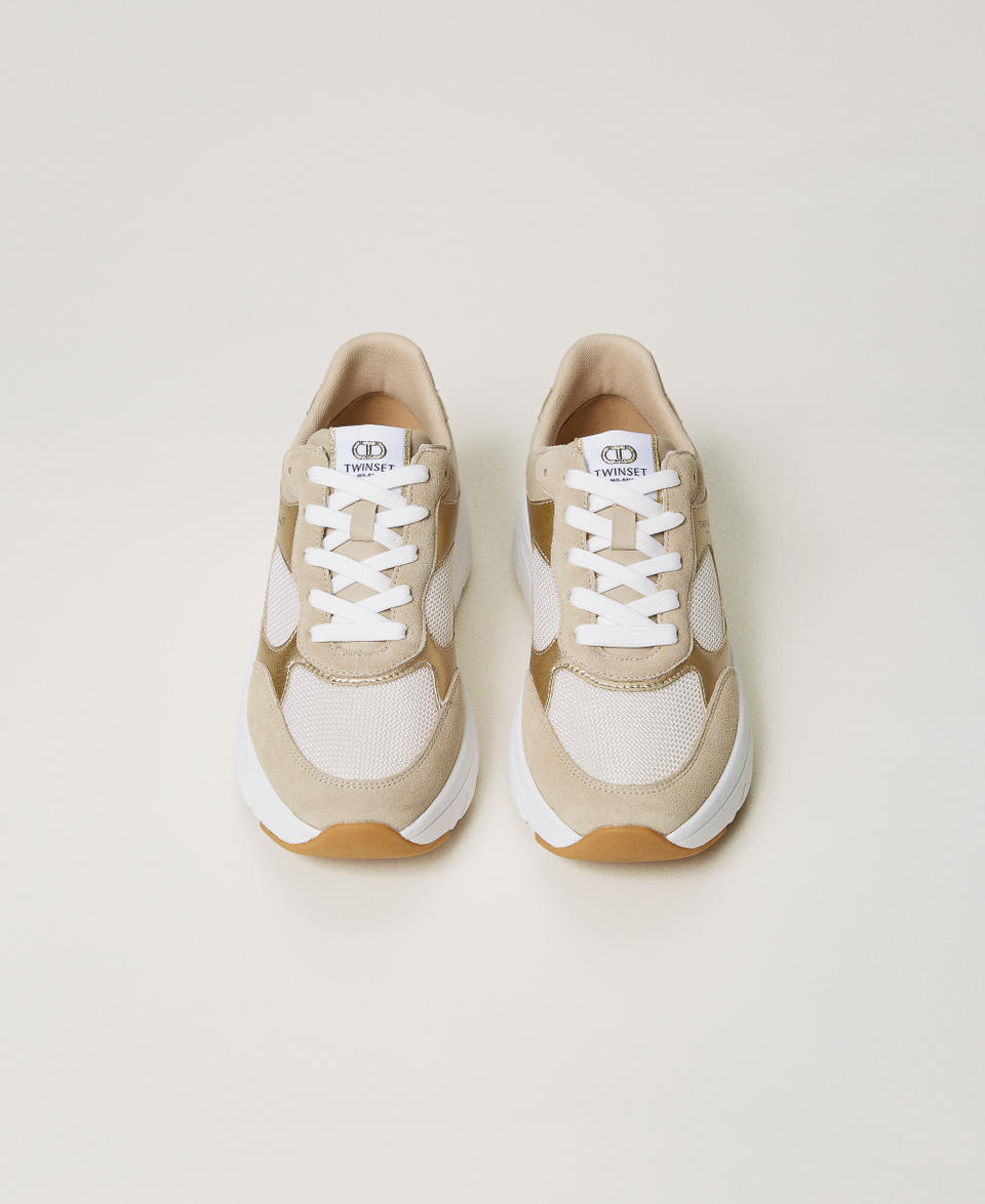 Leather running trainers Yellow Gold Woman 251TCP02E_10366_04
