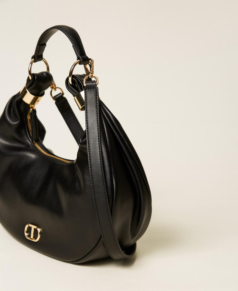 'Eclipse' hobo bag with rings and shoulder strap Black Woman 252TB7090_00006_02