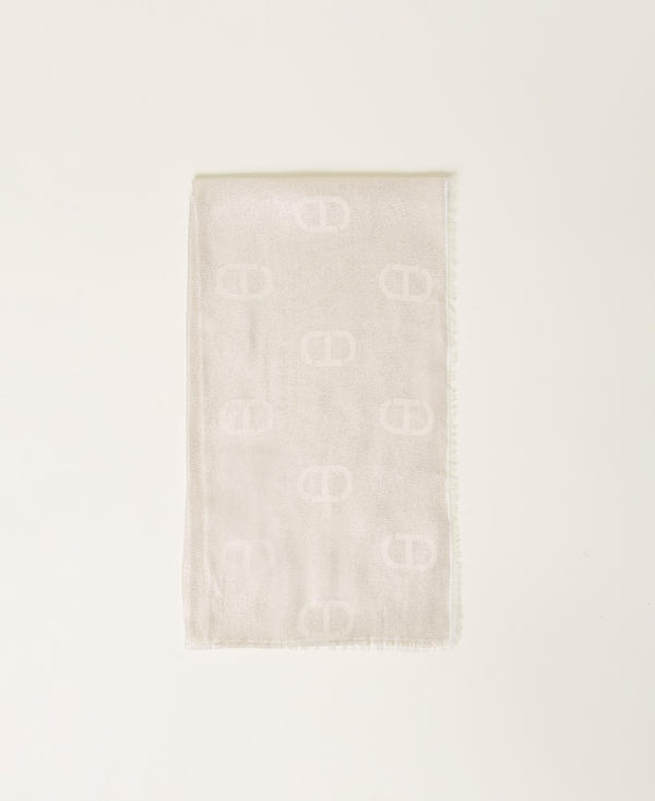 Jacquard stole with lurex and Oval T