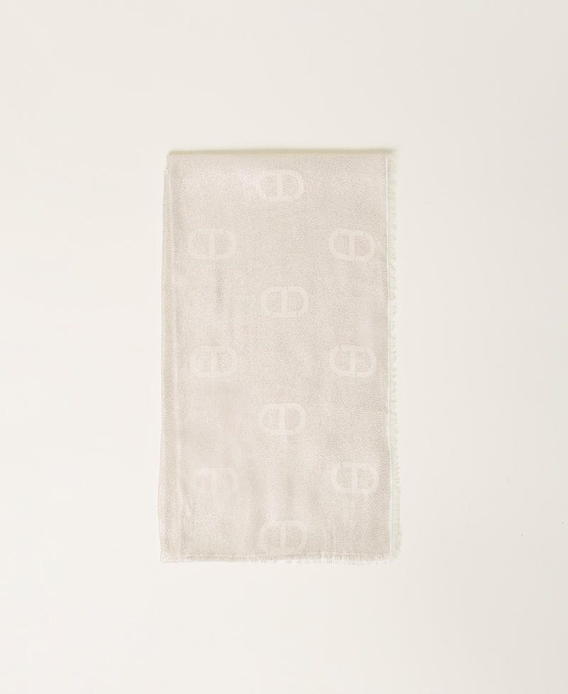 Jacquard stole with lurex and Oval T White Snow Woman 251TO5280_00282_01