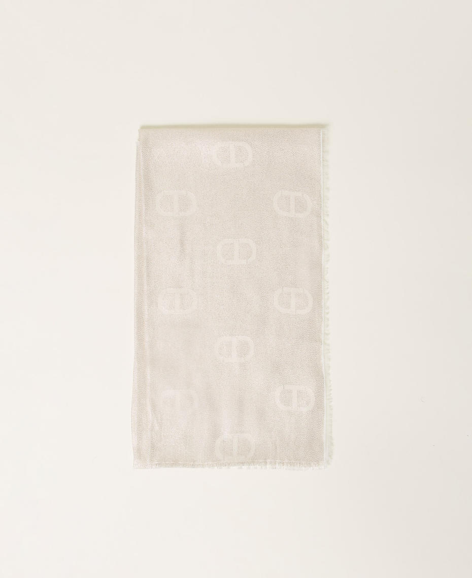 Jacquard stole with lurex and Oval T White Snow Woman 251TO5280_00282_01