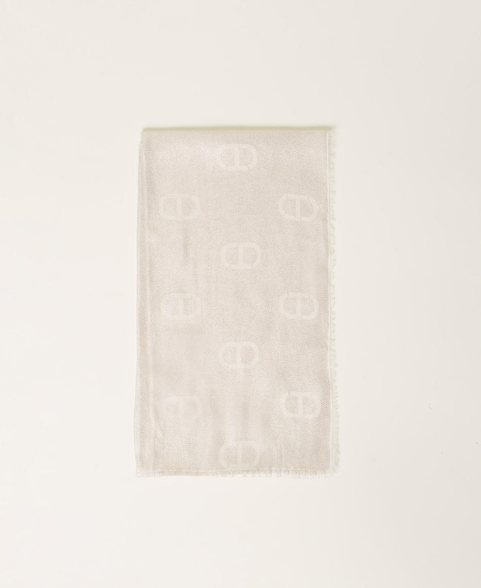 Jacquard stole with lurex and Oval T White Snow Woman 251TO5280_00282_01