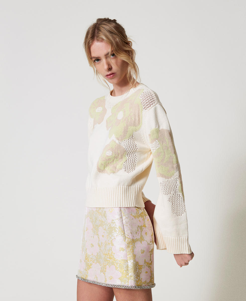 Jersey de jacquard con rosas Blanco Sugar Mujer 251AP3260_00632_01