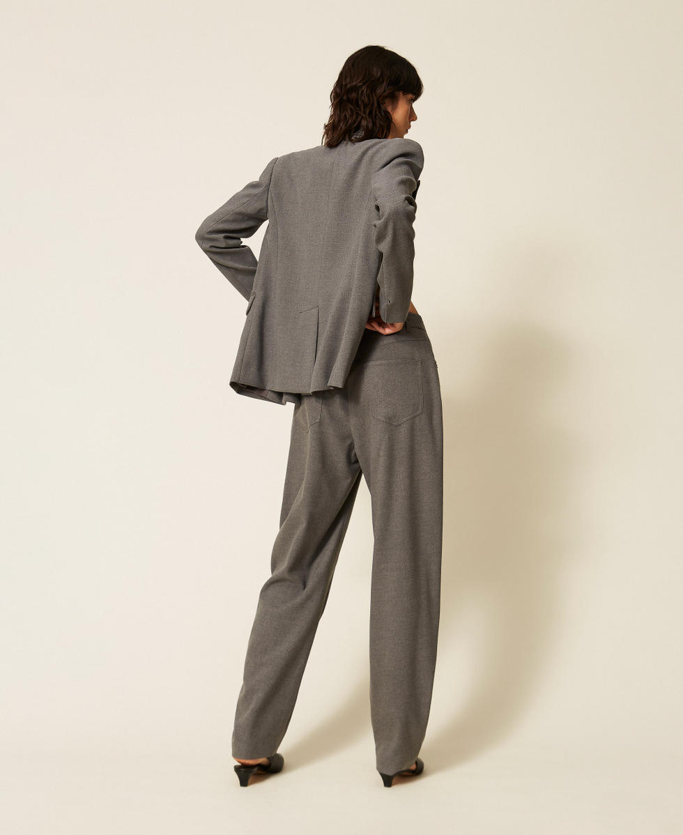 Pantalones abullonados de franela Gris Medio Jaspeado Mujer 262AT2211_12838_02