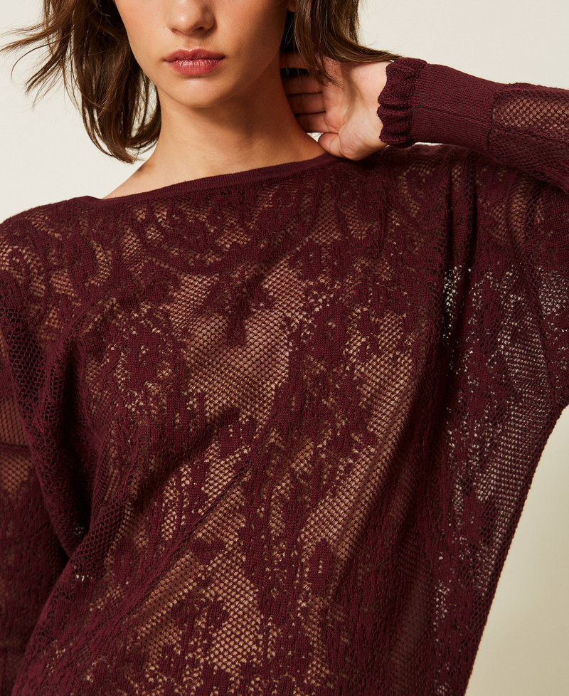 Kurzes Kleid aus Jacquard-Strick Dunkles "Winetasting"-Violett Frau 262TF3030_14144_05