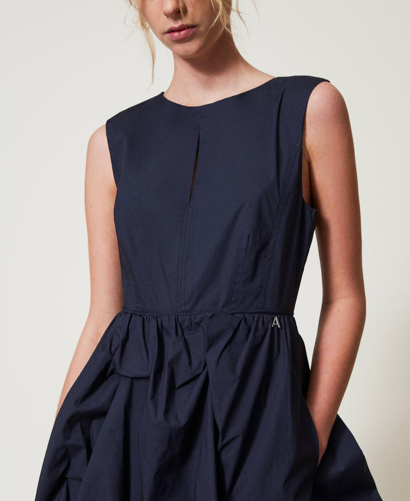 Abito corto balloon in popeline Deep Blue Donna 251AP2301_03585_03