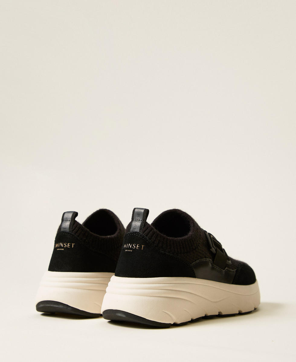 Fabric running trainers with Oval T Black Woman 252TCP016_00006_03