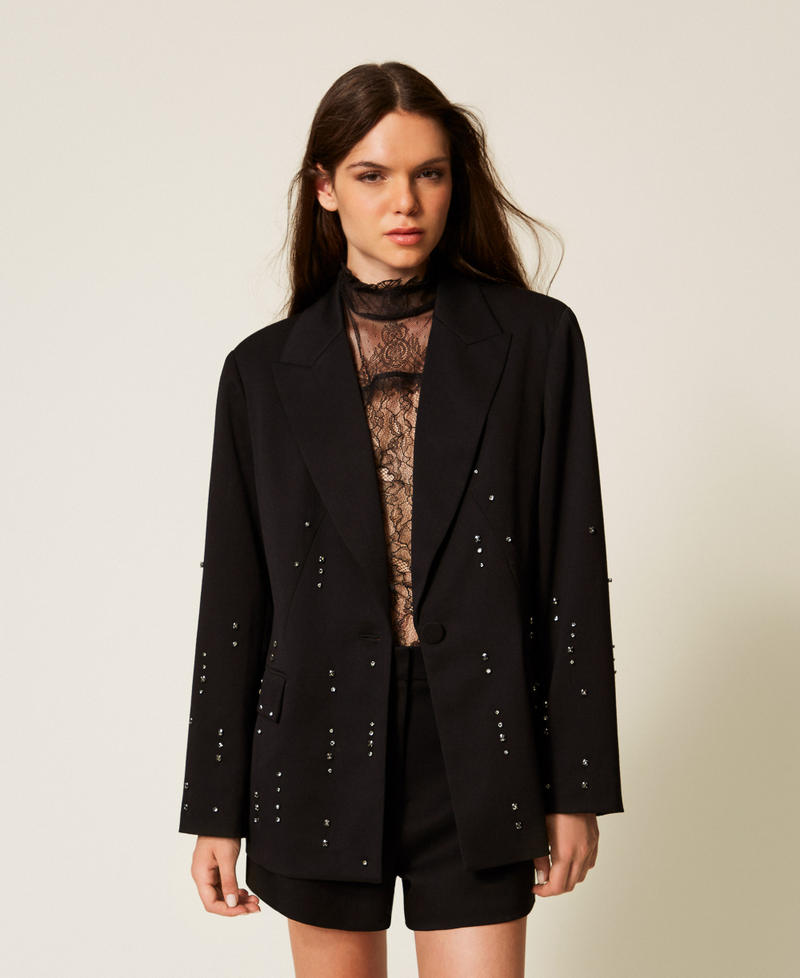 Blazer with hand embroidery Black Woman 252AT2010_00006_01