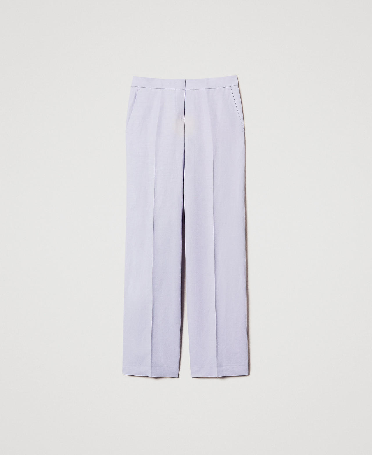 Straight trousers with pockets Lilac Flowers Woman 251TT2303_00703_0S