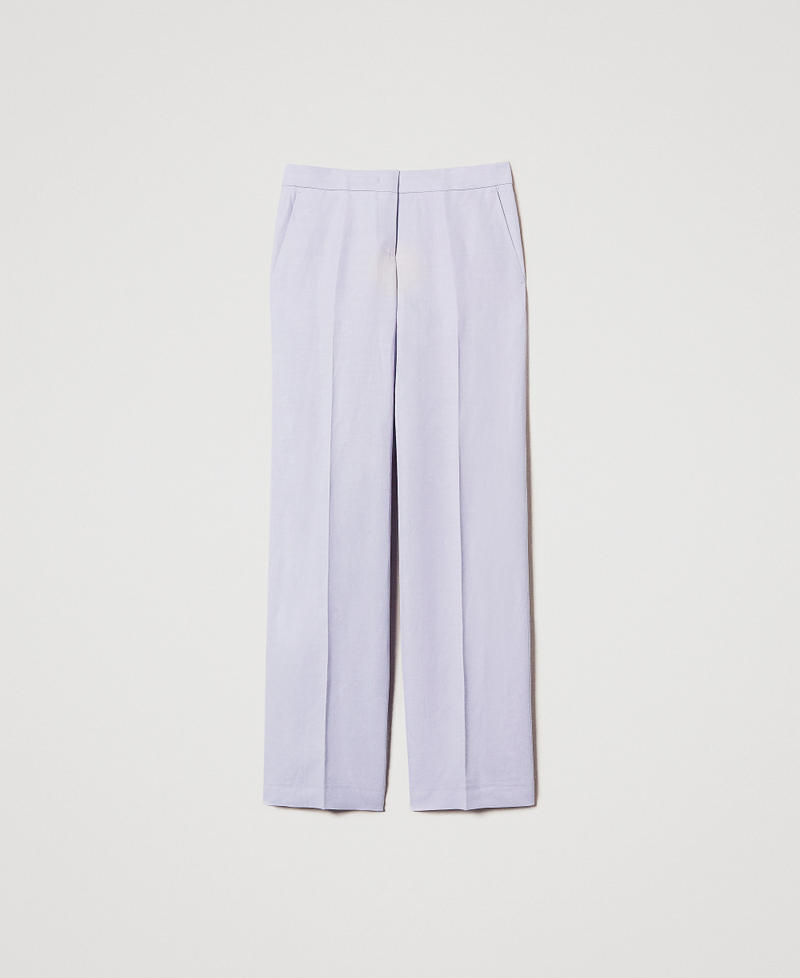 Straight trousers with pockets Lilac Flowers Woman 251TT2303_00703_0S