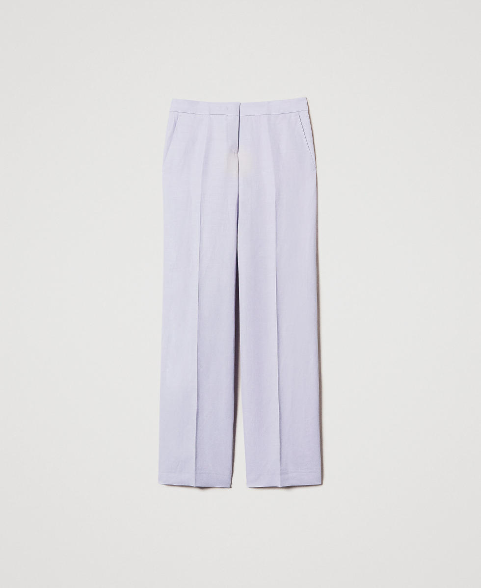 Straight trousers with pockets Lilac Flowers Woman 251TT2303_00703_S0