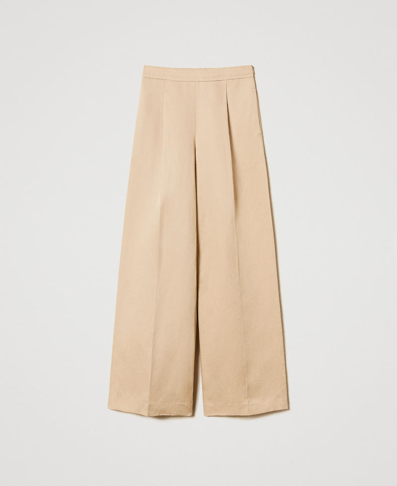 Linen blend palazzo trousers Rope Beige Woman 251TE2143_12145_S0