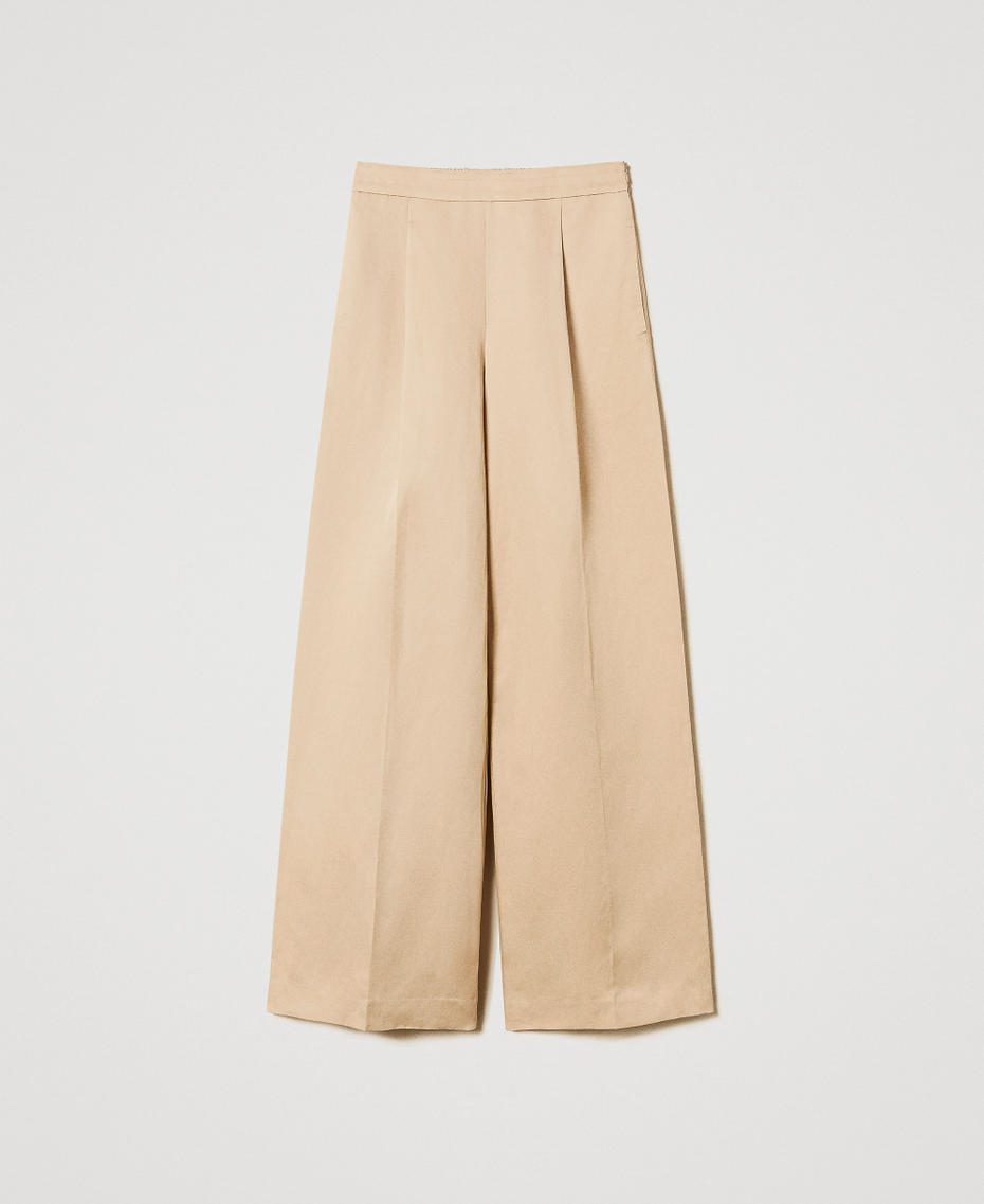 Linen blend palazzo trousers Rope Beige Woman 251TE2143_12145_S0
