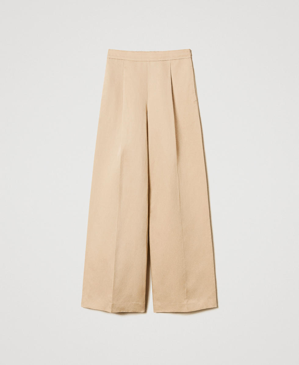 Pantaloni a palazzo in misto lino Beige "Rope" Donna 251TE2143_12145_S0