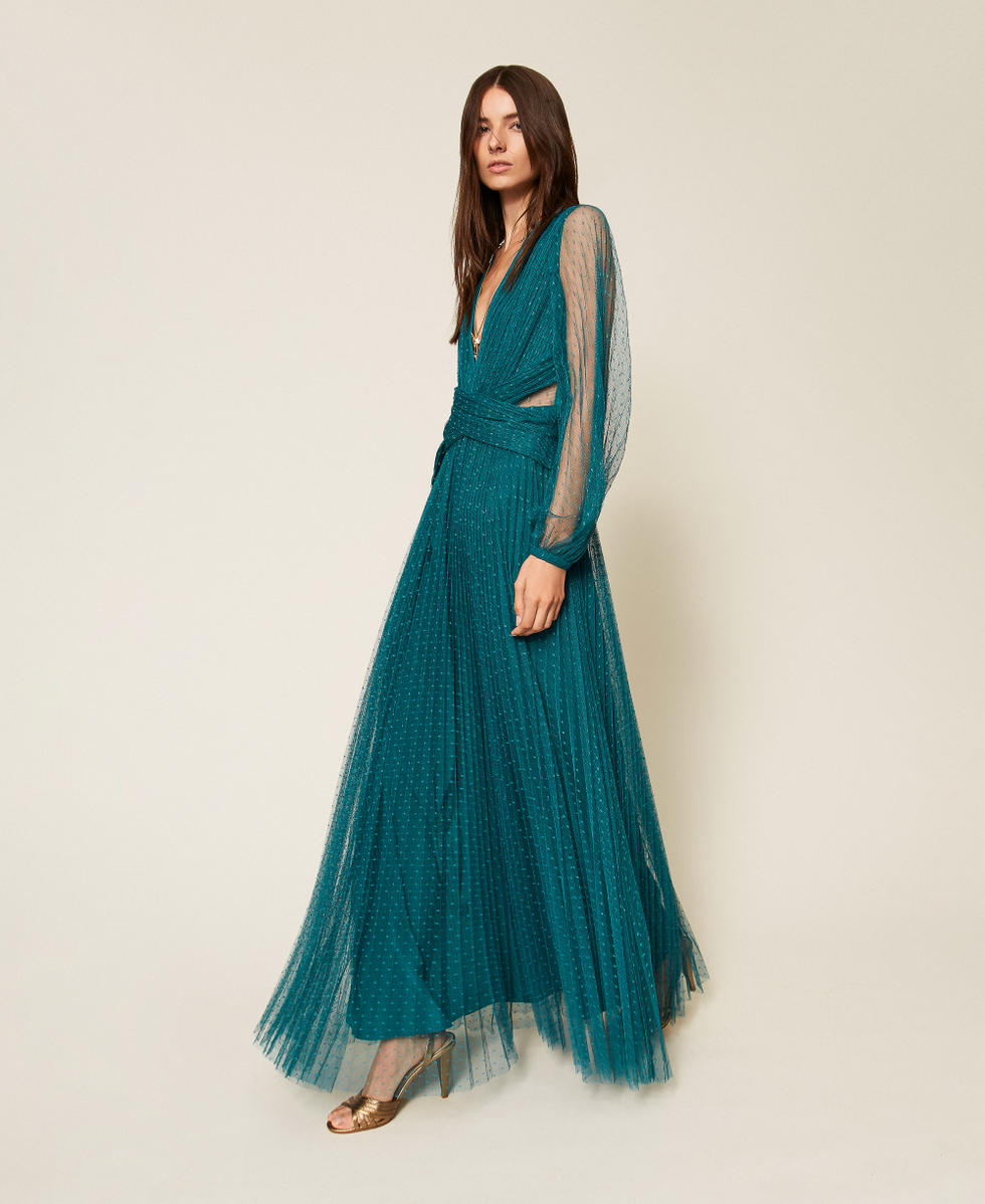 Robe longue en tulle plumetis Vert &laquo;&nbsp;Night Forest&nbsp;&raquo; Femme 252TT2021_12992_01
