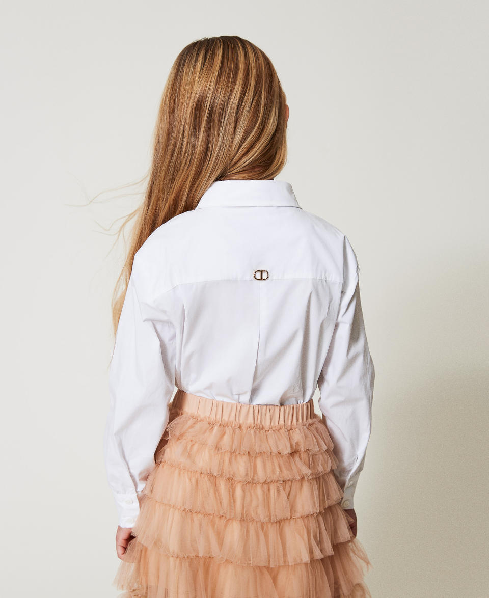Maxi camicia in popeline con ricamo Bianco "Ice" Bambina 251GJ2QM0_00808_03
