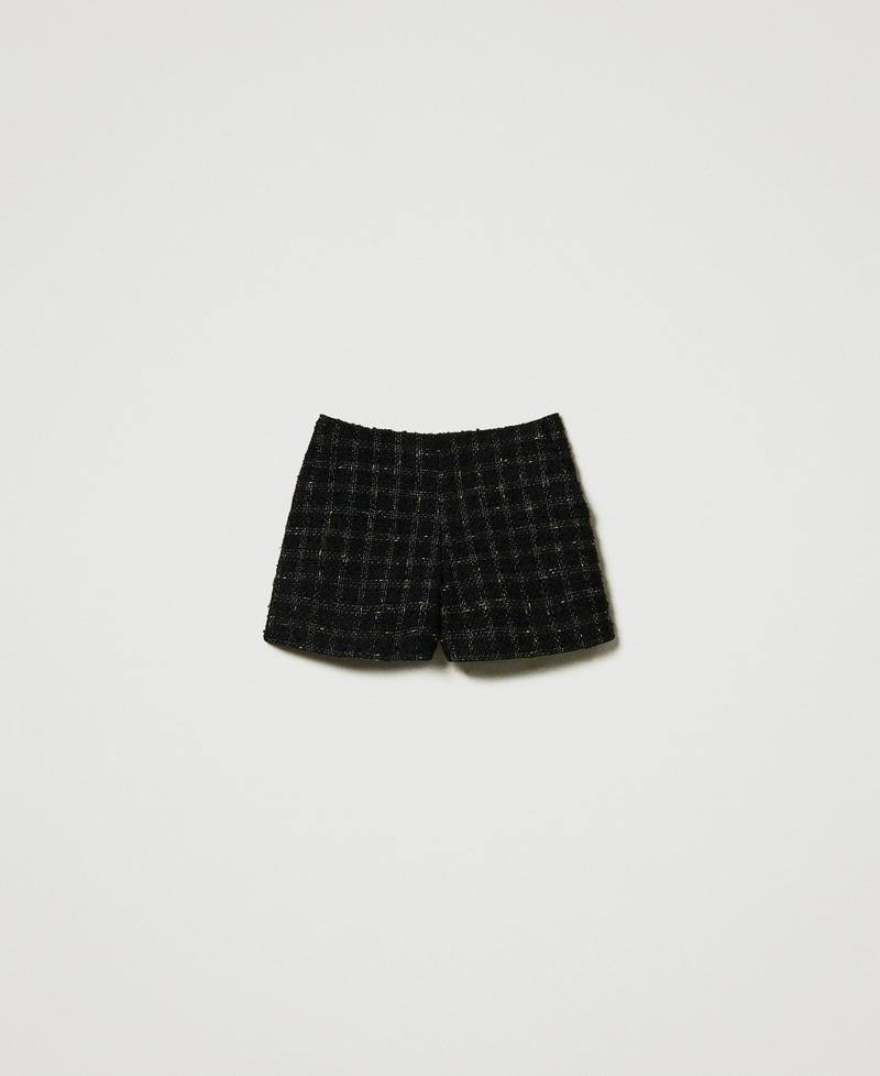 Bouclé shorts with check pattern Black / Gold Bouclè Woman 242TT2152_12009_0S