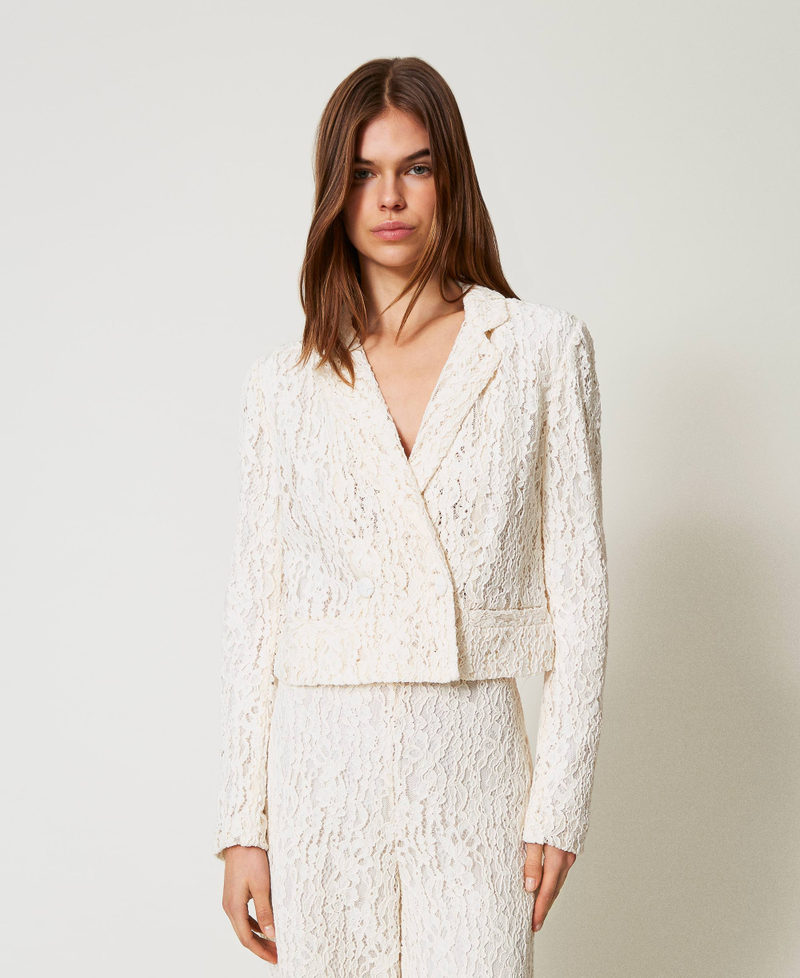 Boxy blazer in floral lace White Snow Woman 251TT2013_00282_01