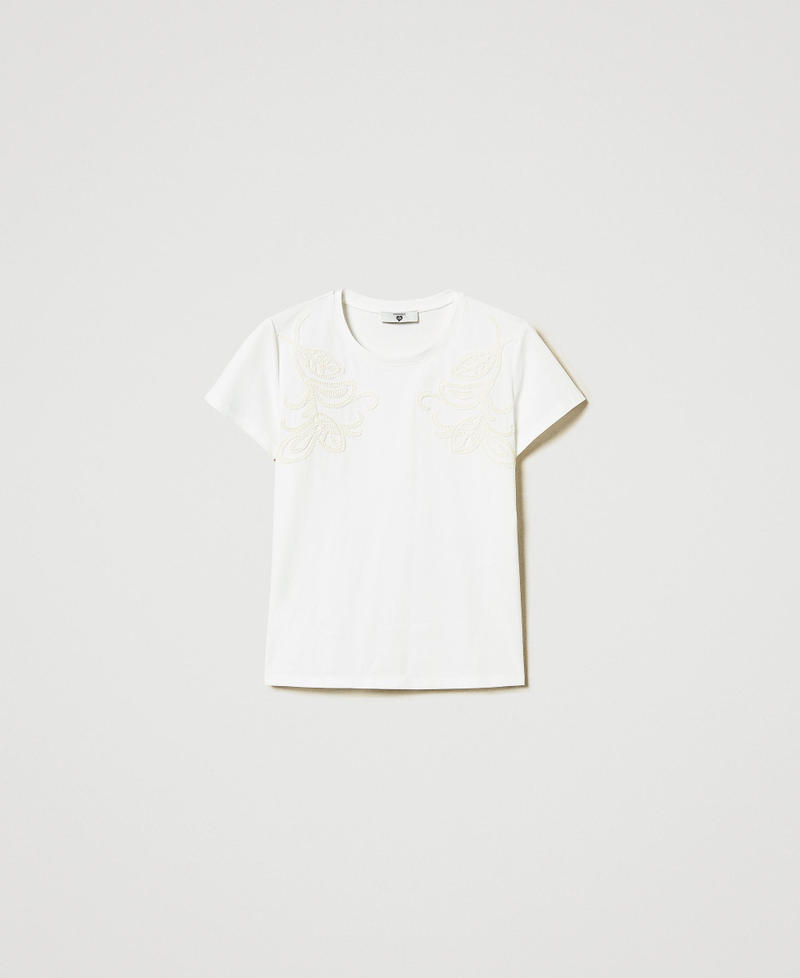 T-shirt con ricamo Cornely Madreperla Donna 251LB2FEE_00059_S0