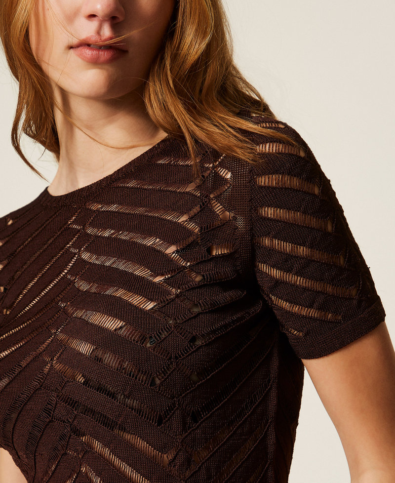 Pull ajust&eacute; &agrave; chevrons Coffee Liqueur Femme 261TT3101_12110_05