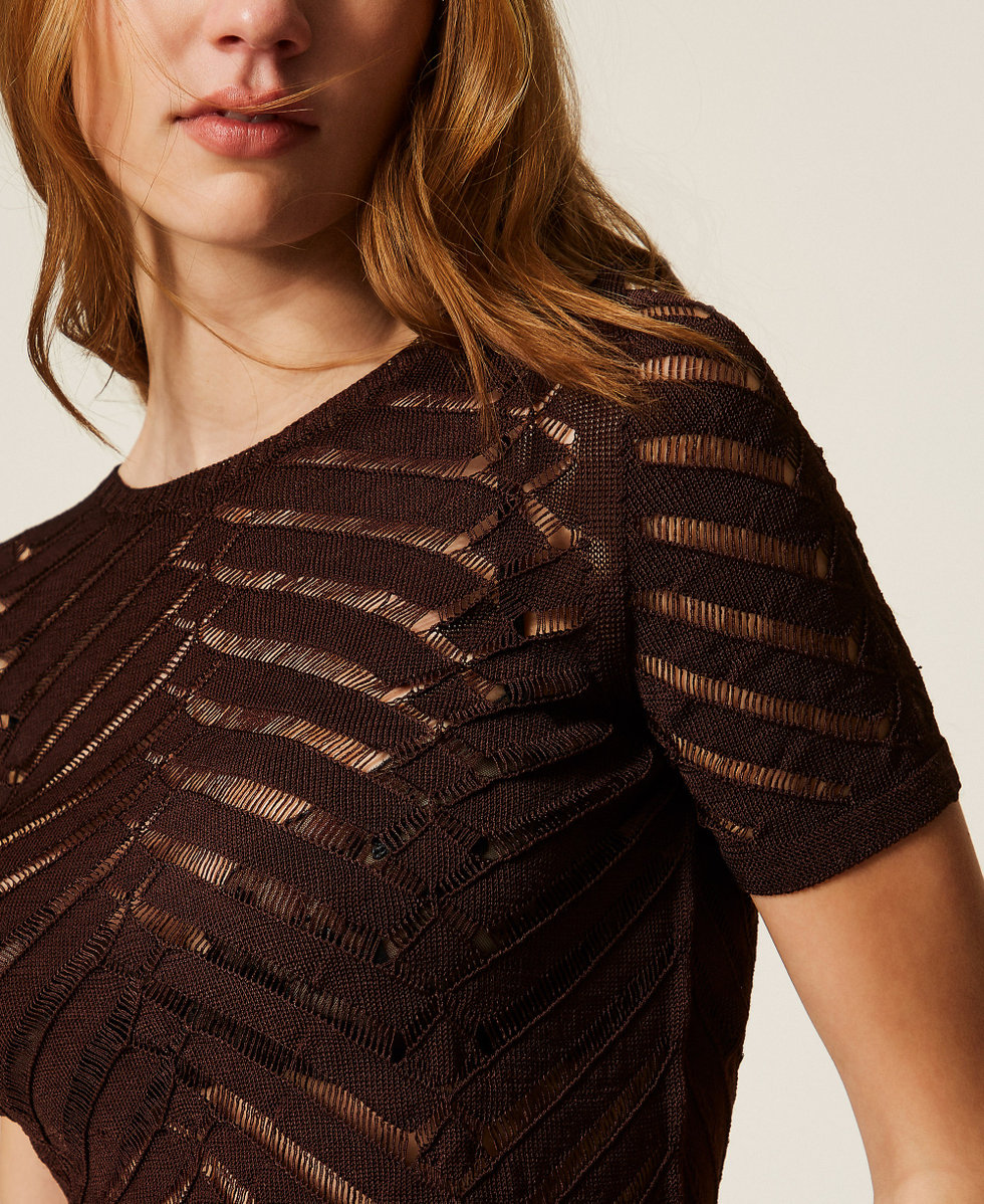 Figurbetonter Pullover mit Zickzack-Muster Coffee Liqueur Frau 261TT3101_12110_05