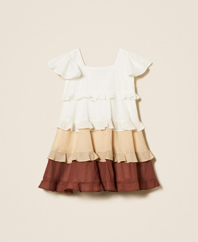 Abito corto baby in mussola multicolor Multicolor Off White / Beige "Safari" / Marrone"Dark Root" Bambina 261GB2110_13309_S0