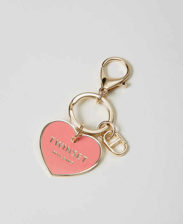 Heart-shaped keyring with logo
