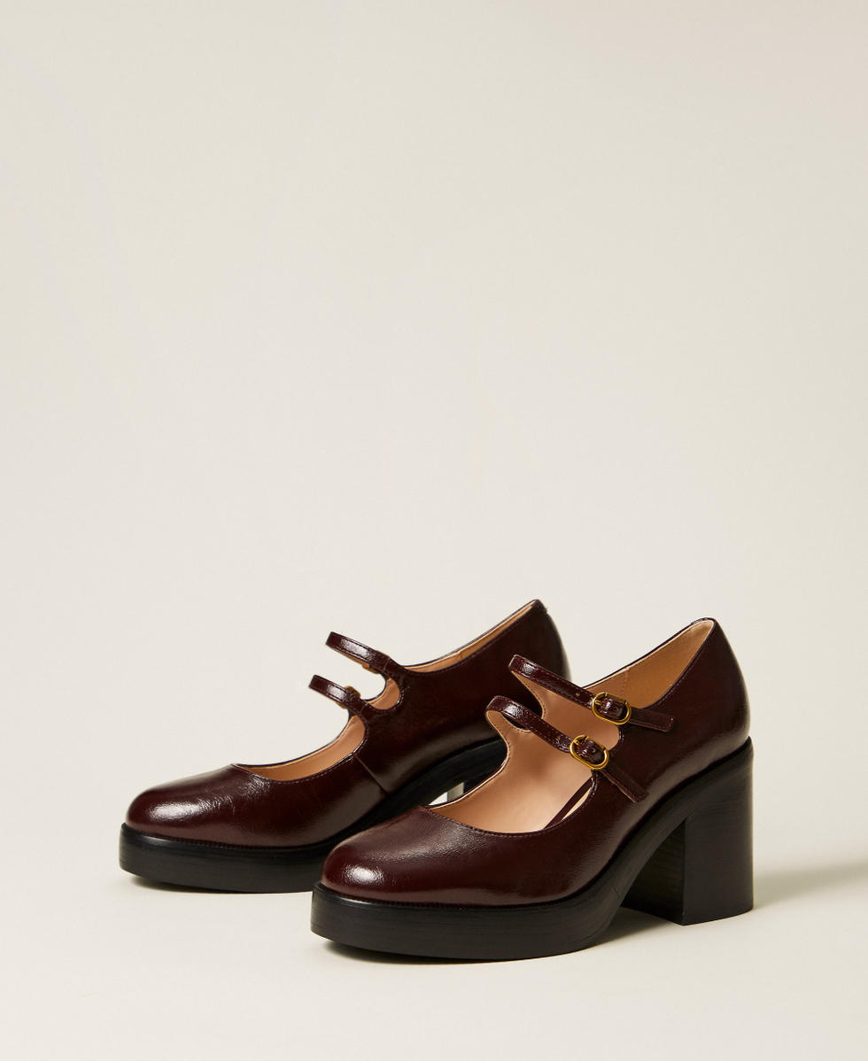 Mary Jane court shoes with straps Burgundy Red Woman 252TGT130_04218_02
