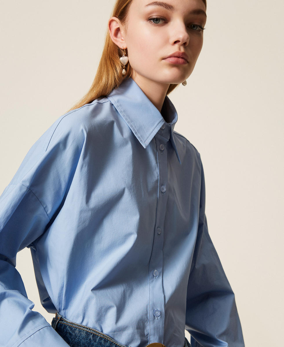 Wide poplin shirt Blue Jasmine Woman 252TF2072_12551_04