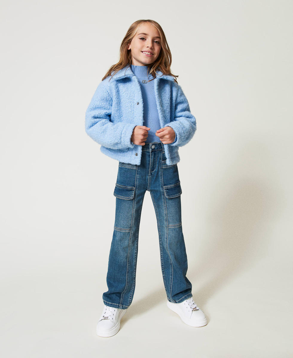 Cargo jeans with pockets Denim Mid Blue Girl 242GJ2291_07282_01
