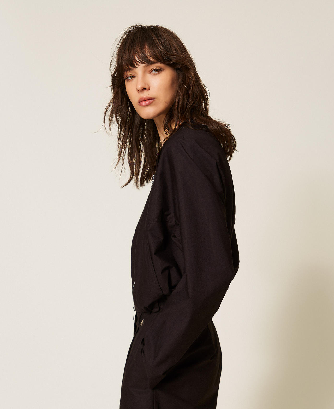 Recycled poplin bomber jacket Black Woman 261AP2080_00006_02
