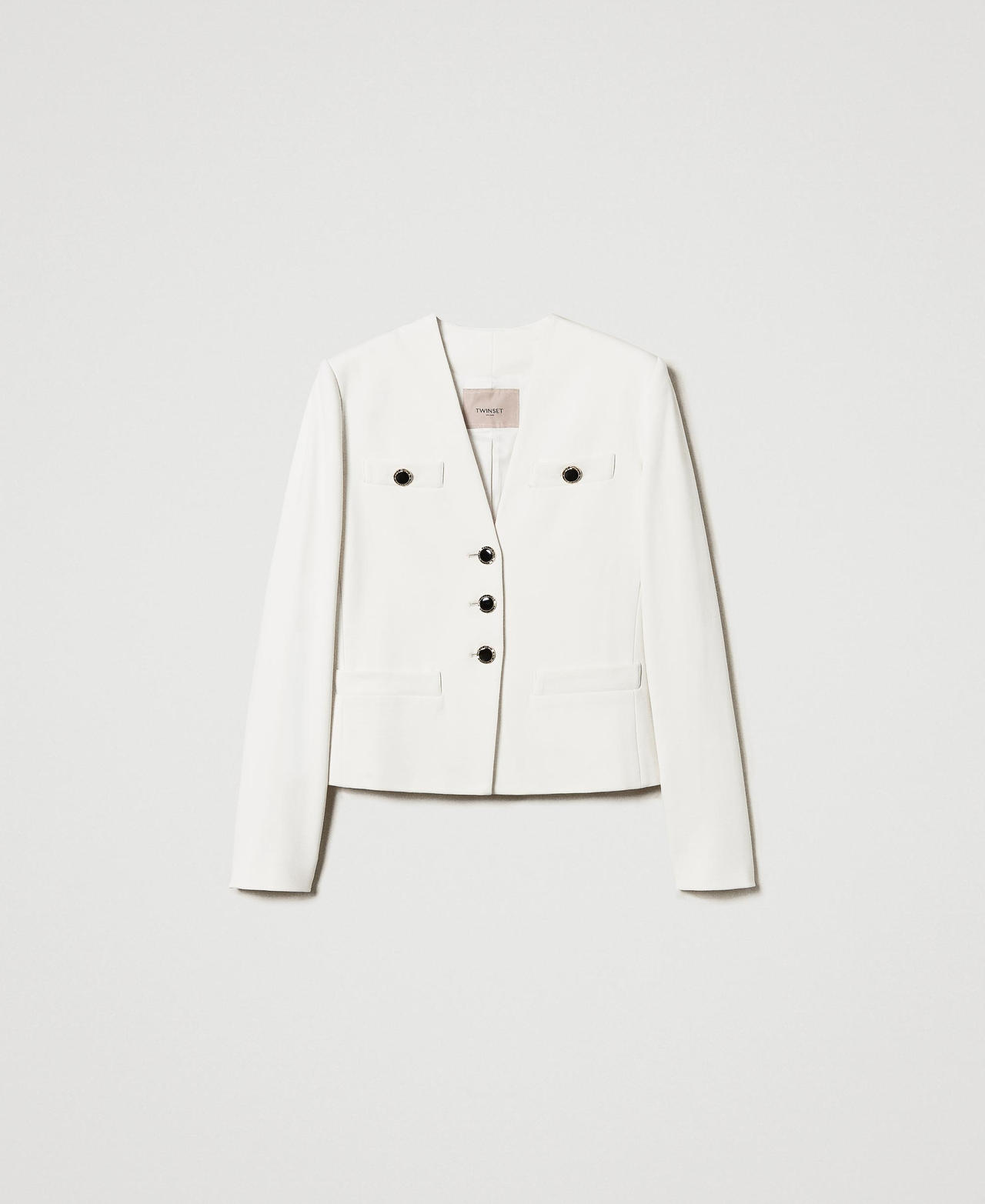 Blazer with jewel buttons Mother Of Pearl Woman 251TP2131_00059_0S