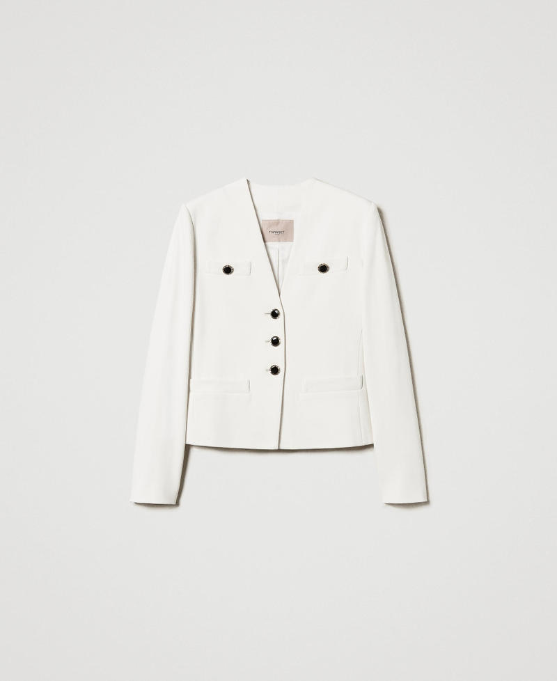 Blazer with jewel buttons Mother Of Pearl Woman 251TP2131_00059_0S