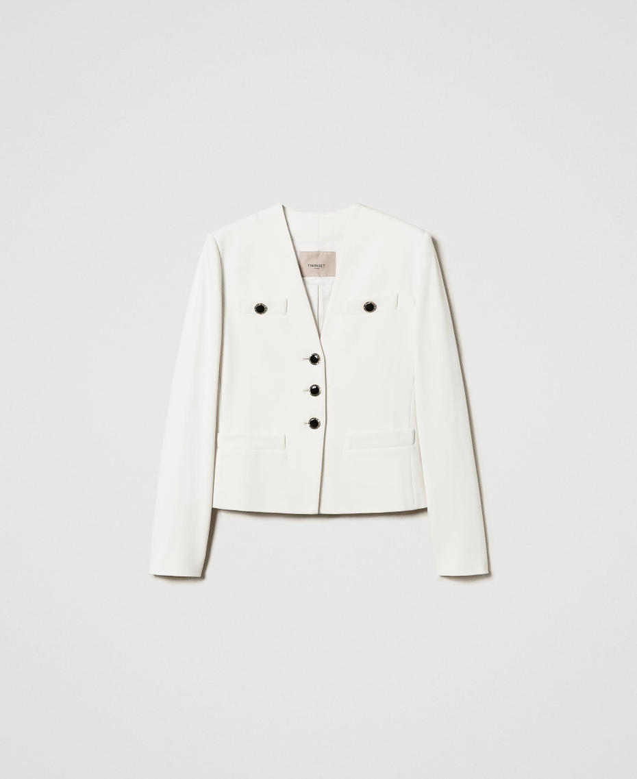 Blazer with jewel buttons Mother Of Pearl Woman 251TP2131_00059_S0