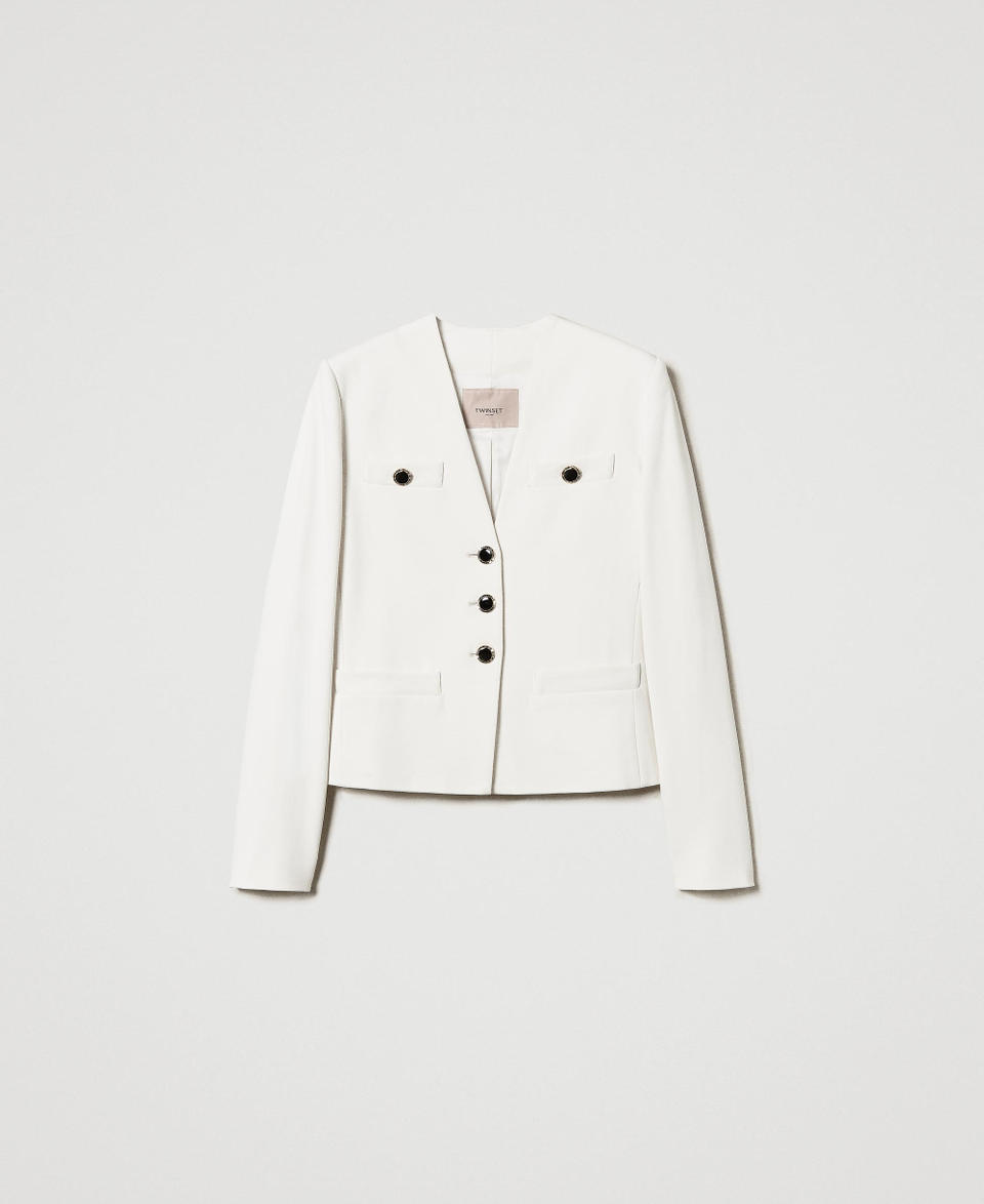 Blazer with jewel buttons Mother Of Pearl Woman 251TP2131_00059_0S